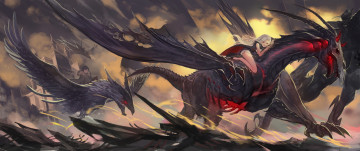 Картинка аниме pixiv+fantasia существа замок демон fallen kings quaanqin девушки драконы