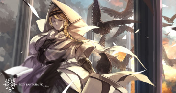 Картинка аниме pixiv+fantasia колонны ворона птицы fallen kings swd3e2 девушка