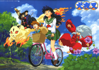 Картинка аниме inuyasha sango miroku kirara higurashi kagome shippou путешествие