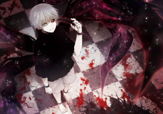 Картинка аниме tokyo+ghoul tokyo ghoul арт кровь крылья парень angel31424 kaneki ken