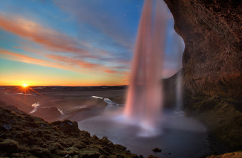 Картинка природа водопады горы рассвет утро водопад панорама