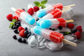 Картинка еда мороженое +десерты черника малина лед ягоды фруктовое