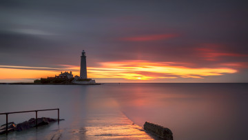 Картинка природа маяки пейзаж море маяк закат