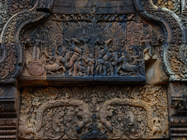 Обои картинки фото разное, рельефы,  статуи,  музейные экспонаты, бантеайсрей, камбоджа