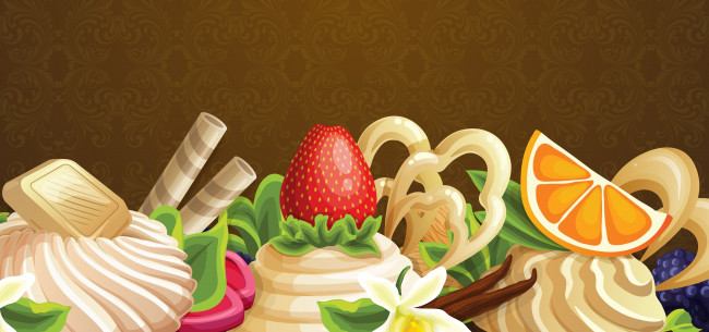 Обои картинки фото векторная графика, еда , food, крем, ягоды, вектор