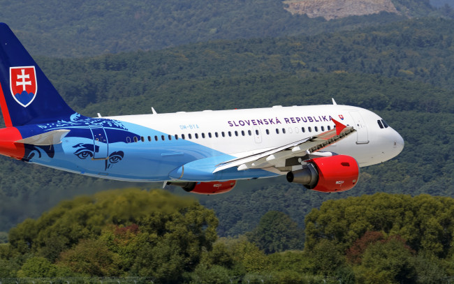 Обои картинки фото авиация, пассажирские самолёты, самолет, airbus, взлет, a319-115x