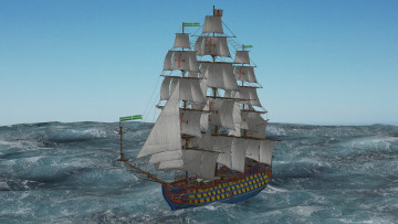 Картинка корабли 3d парусник море
