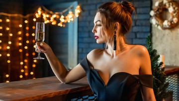 Картинка девушки -unsort+ рыжеволосые+и+другие портрет праздник женщина вино