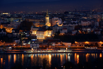 Картинка белград сербия города столицы государств огни ночь дома море