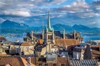 Картинка лозанна швейцария города панорамы крыши