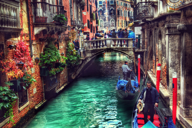 Обои картинки фото города, венеция, италия, люди, лодка