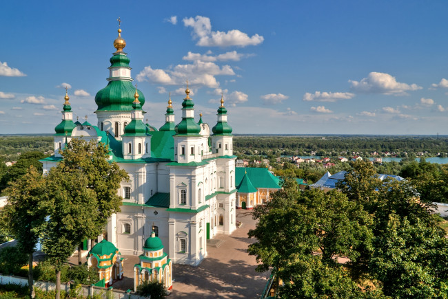 Обои картинки фото свято, троицкий, монастырь, Чернигов, украина, города, православные, церкви, монастыри, купола, пейзаж