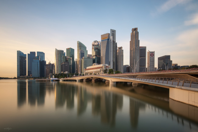 Обои картинки фото singapore, города, сингапур , сингапур, небоскребы, мост