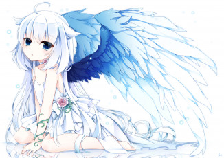 Картинка аниме ангелы +демоны фон взгляд девушка
