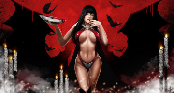 Картинка фэнтези вампиры миши летучие свечи девушка вампир