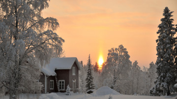 Картинка города -+здания +дома дом снег зима лес деревья