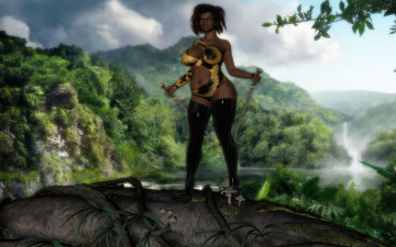 Картинка 3д+графика фантазия+ fantasy фон взгляд девушка
