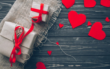 Картинка праздничные день+святого+валентина +сердечки +любовь подарки ленты сердечки