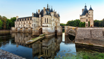 Картинка города замок+шенонсо+ франция chateau de chenonceau france