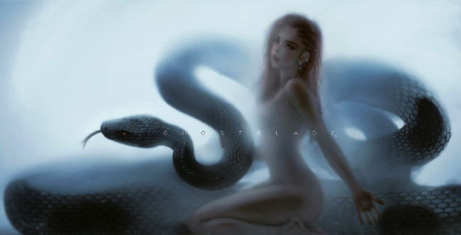 Обои картинки фото фэнтези, _ghost blade ,  призрачный клинок, девушка, змея