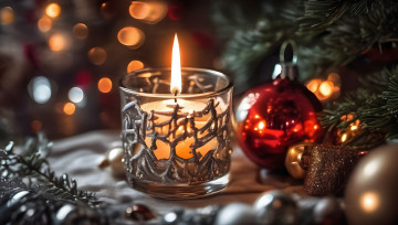 Картинка праздничные новогодние+свечи шарик свеча огонек подсвечник
