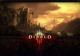 Картинка видео+игры diablo+iii замок скала горы тучи