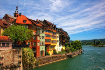 Картинка лофенбург германия города пейзажи дома разноцветный вода