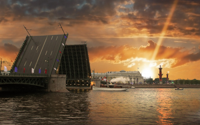 Обои картинки фото города, санкт, петербург, петергоф, россия, мост, река