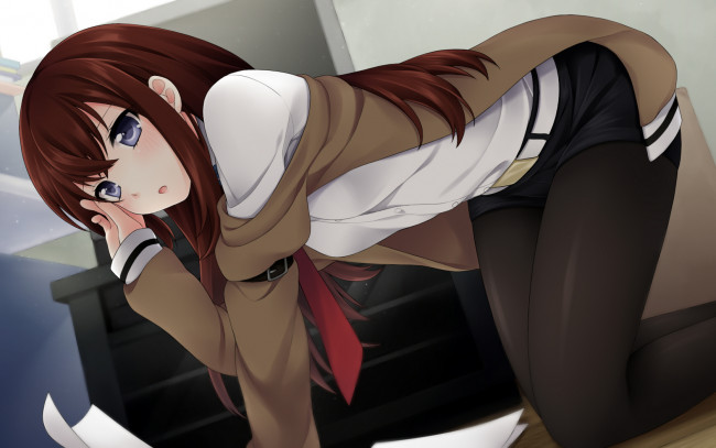 Обои картинки фото аниме, steins, gate, девушка, kurisu, makise