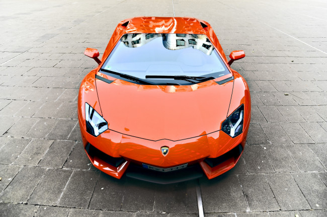 Обои картинки фото автомобили, lamborghini, orange, lp700-4, aventador