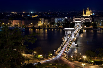 Картинка города будапешт+ венгрия ночь река мост