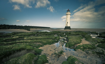 Картинка природа маяки берег камни трава маяк