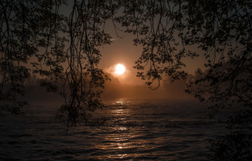 Картинка природа восходы закаты закат деревья река