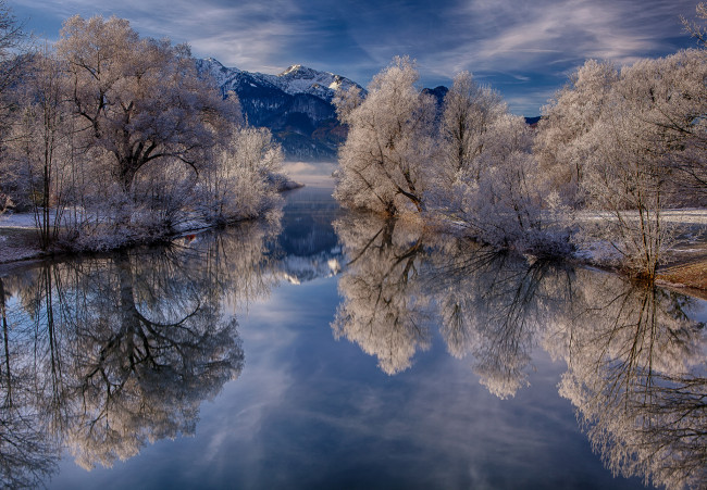 Обои картинки фото природа, зима, вода, деоревья