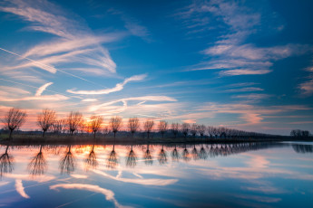 Картинка природа восходы закаты небо озеро деревья