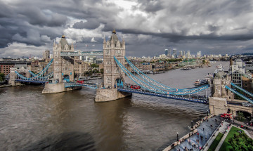 Картинка london+tower+bridge города лондон+ великобритания река мост