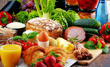 Картинка еда разное продукты хлеб сок овощи ягоды сыр
