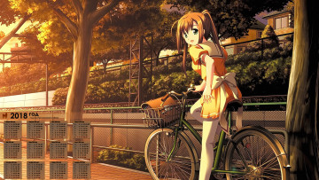 Картинка календари аниме велосипед взгляд девушка 2018