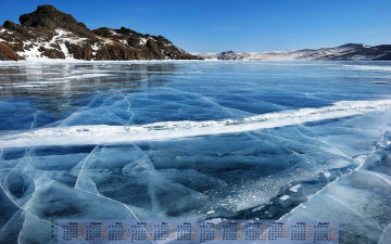 обоя календари, природа, гора, лед, 2018, водоем