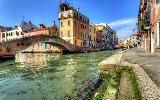 Обои картинки фото города, венеция , италия, канал, мосты