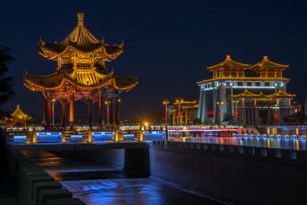 обоя dunhuang city, города, - огни ночного города, простор