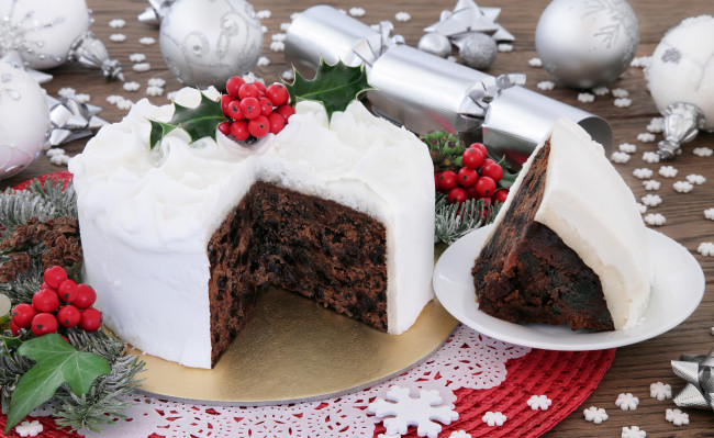 Обои картинки фото еда, торты, торт, сладости, рождественские, украшения
