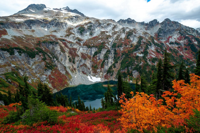 Обои картинки фото природа, пейзажи, озеро, горы, осень