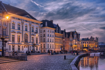 Картинка gent +belgium города гент+ бельгия гент набережная город брусчатка городской вид