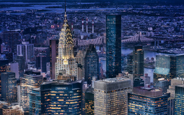 Картинка manhattan +new+york +usa города нью-йорк+ сша нью-йорк небоскребы ночь американские современные здания сhrysler building манхэттен америка