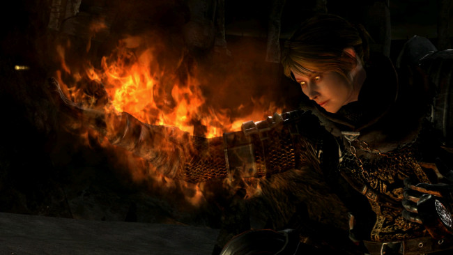Обои картинки фото видео игры, dark souls, девушка, броня, огонь