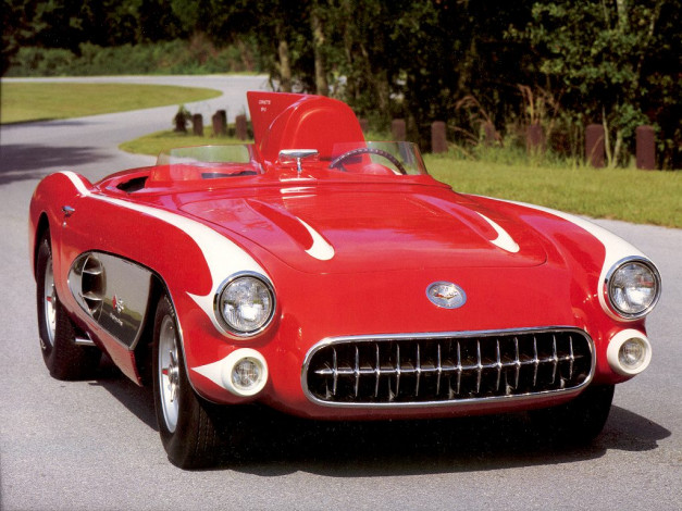 Обои картинки фото chevrolet, corvette, sr, 1956, автомобили