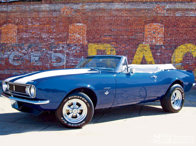 Обои картинки фото 1967, chevy, camaro, convertible, автомобили