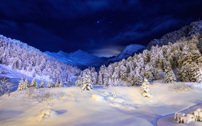 Обои картинки фото природа, зима, горы, снег, пейзаж