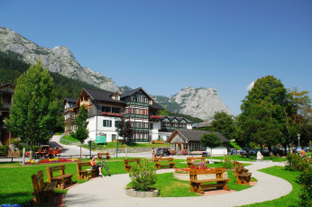 Картинка австрия штирия грундльзе города пейзажи дома парк горы